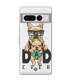 Funda para [ Google Pixel 7 Pro ] Dibujo Mascotas [ Perro Bulldog - Best Dad Ever ] de Silicona Flexible