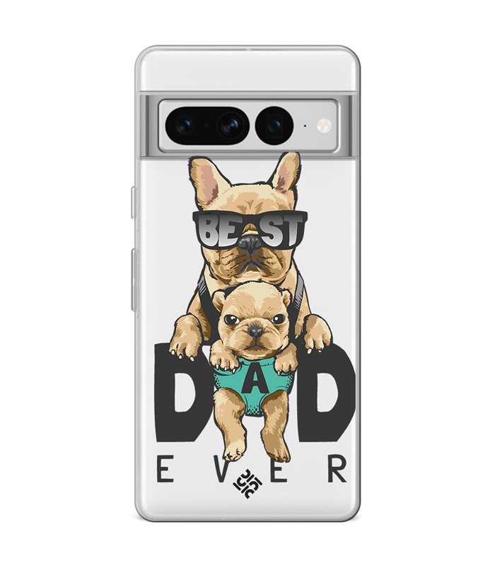Funda para [ Google Pixel 7 Pro ] Dibujo Mascotas [ Perro Bulldog - Best Dad Ever ] de Silicona Flexible