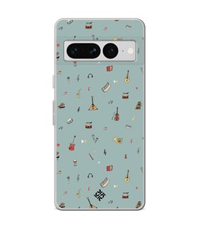 Funda para [ Google Pixel 7 Pro ] Diseño Música [ Collage Instrumentos Musicales ] de Silicona Flexible