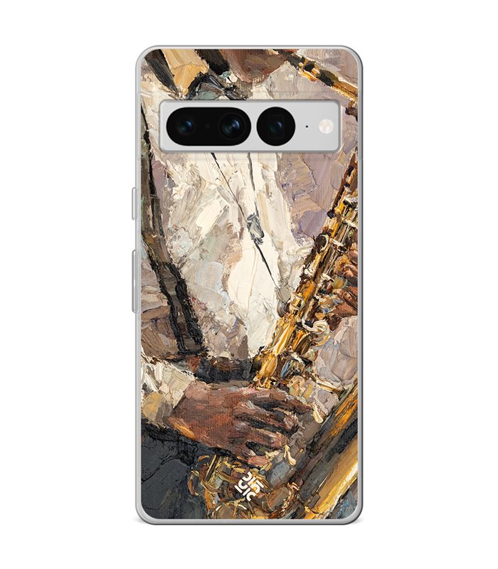 Funda para [ Google Pixel 7 Pro ] Diseño Música [ Pintura - Tocando el Saxofón ] de Silicona Flexible