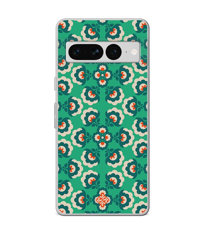 Funda para [ Google Pixel 7 Pro ] Dibujos Retro [ Algodones Verdes - Caleidoscopio ] de Silicona