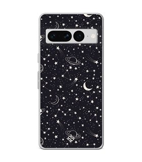 Funda para [ Google Pixel 7 Pro ] Dibujo Tendencias [ Fondo Estrellado con Planetas ] de Silicona Flexible