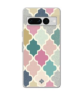 Funda para [ Google Pixel 7 Pro ] Dibujo Tendencias [ Diseño Azulejos de Colores ] de Silicona Flexible para Smartphone