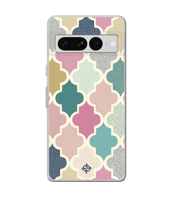 Funda para [ Google Pixel 7 Pro ] Dibujo Tendencias [ Diseño Azulejos de Colores ] de Silicona Flexible para Smartphone