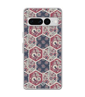 Funda para [ Google Pixel 7 Pro ] Dibujo Tendencias [ Diseño Azulejos Hexágonales con Flores ] de Silicona Flexible