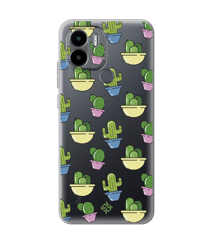 Funda para [ Xiaomi Redmi A1 Plus ] Dibujo Auténtico [ Cactus en Macetas ] de Silicona Flexible para Smartphone