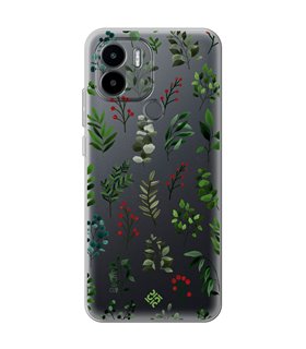 Funda para [ Xiaomi Redmi A1 Plus ] Dibujo Botánico [ Hojas Ramas Verdes - Follaje Botánico ] de Silicona Flexible