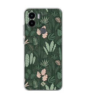 Funda para [ Xiaomi Redmi A1 Plus ] Dibujo Botánico [ Patron Flora Vegetal Verde y Rosa ] de Silicona Flexible