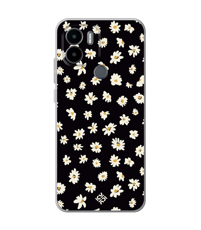 Funda para [ Xiaomi Redmi A1 Plus ] Dibujo Botánico [ Margaritas en Fondo Negro ] de Silicona Flexible