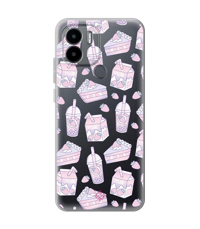 Funda para [ Xiaomi Redmi A1 Plus ] Dibujo Cute [ Postres de Fresa En Rosa Pastel ] de Silicona Flexible