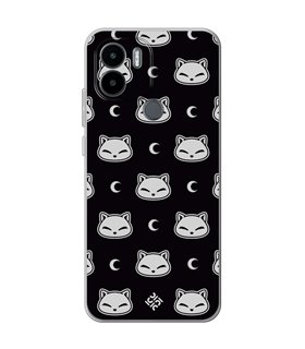 Funda para [ Xiaomi Redmi A1 Plus ] Dibujo Cute [ Gato Negro Lunar ] de Silicona Flexible para Smartphone