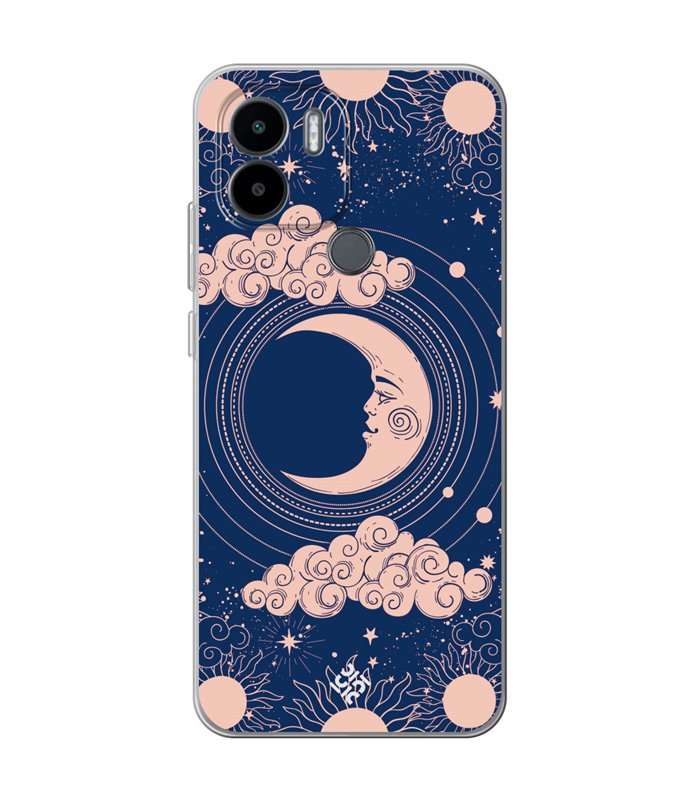 Funda para [ Xiaomi Redmi A1 Plus ] Dibujo Esotérico [ Luna Creciente - Dibujo Místico Astrologico ] de Silicona Flexible