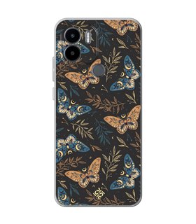 Funda para [ Xiaomi Redmi A1 Plus ] Dibujo Esotérico [ Boho Fondo Mágico con Ramas y Mariposas y Polillas ] de Silicona