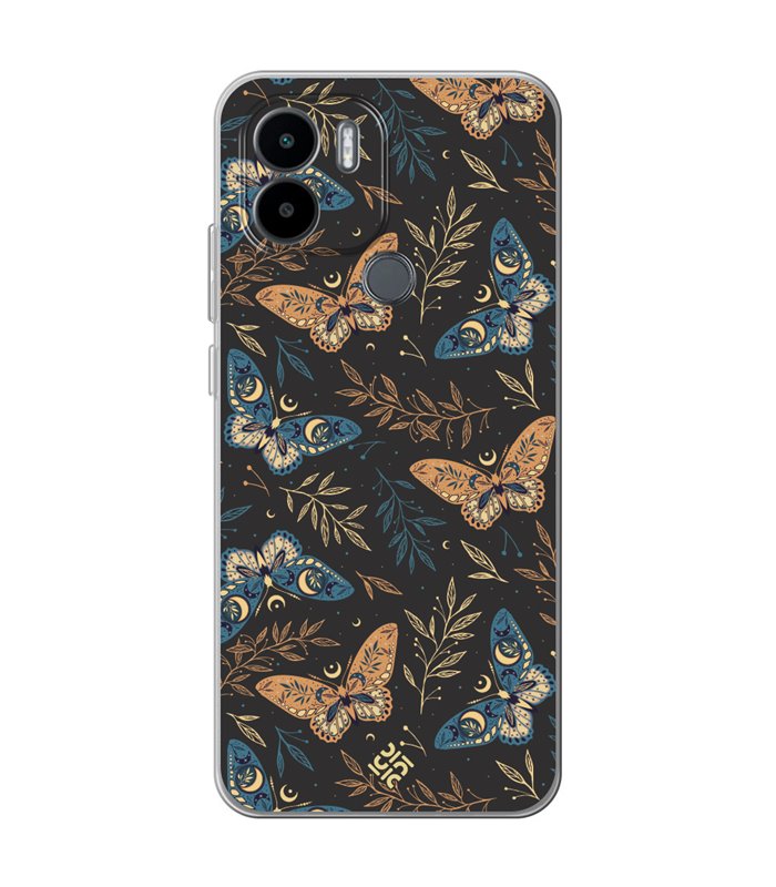 Funda para [ Xiaomi Redmi A1 Plus ] Dibujo Esotérico [ Boho Fondo Mágico con Ramas y Mariposas y Polillas ] de Silicona