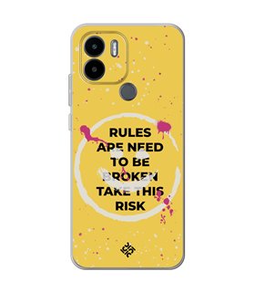 Funda para [ Xiaomi Redmi A1 Plus ] Dibujo Frases Guays [ Smile - Rules Are Need  To Be Broken Take This Risk ] 