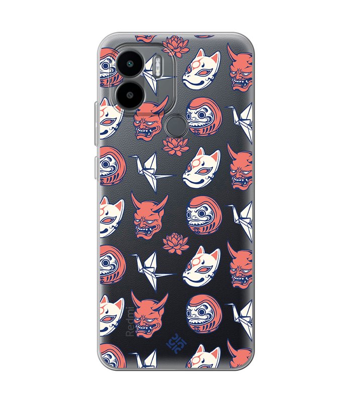 Funda para [ Xiaomi Redmi A1 Plus ] Dibujo Japones [ Daruma, Máscara Kitsune y Hannya Japon ] de Silicona