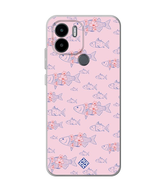 Funda para [ Xiaomi Redmi A1 Plus ] Dibujo Japones [ Sakura y Pescado Rosa Pastel ] de Silicona