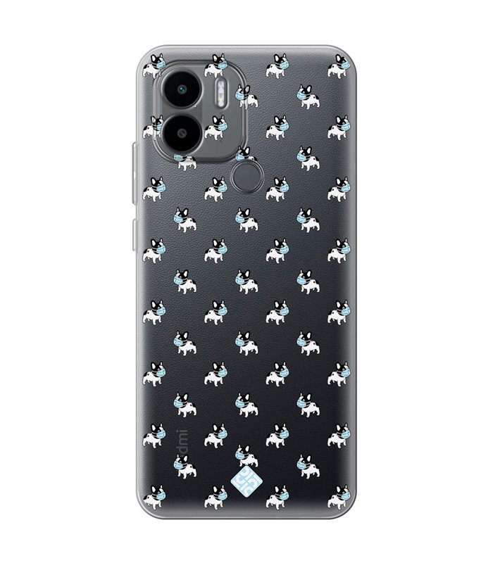 Funda para [ Xiaomi Redmi A1 Plus ] Dibujo Mascotas [ Bulldog Frances con Mascarilla ] de Silicona Flexible