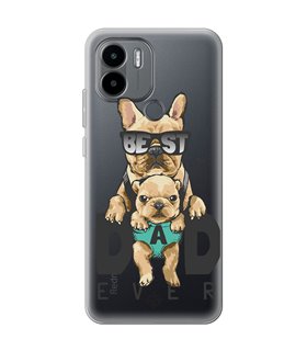 Funda para [ Xiaomi Redmi A1 Plus ] Dibujo Mascotas [ Perro Bulldog - Best Dad Ever ] de Silicona Flexible