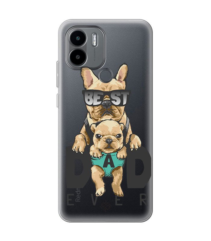 Funda para [ Xiaomi Redmi A1 Plus ] Dibujo Mascotas [ Perro Bulldog - Best Dad Ever ] de Silicona Flexible