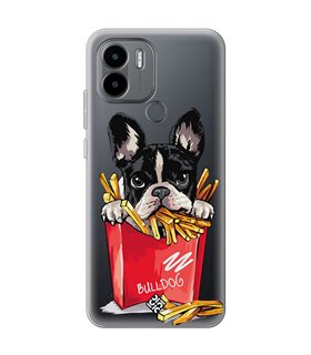 Funda para [ Xiaomi Redmi A1 Plus ] Dibujo Mascotas [ Perrito Bulldog con Patatas ] de Silicona Flexible