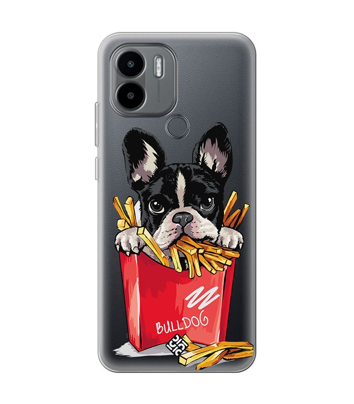 Funda para [ Xiaomi Redmi A1 Plus ] Dibujo Mascotas [ Perrito Bulldog con Patatas ] de Silicona Flexible