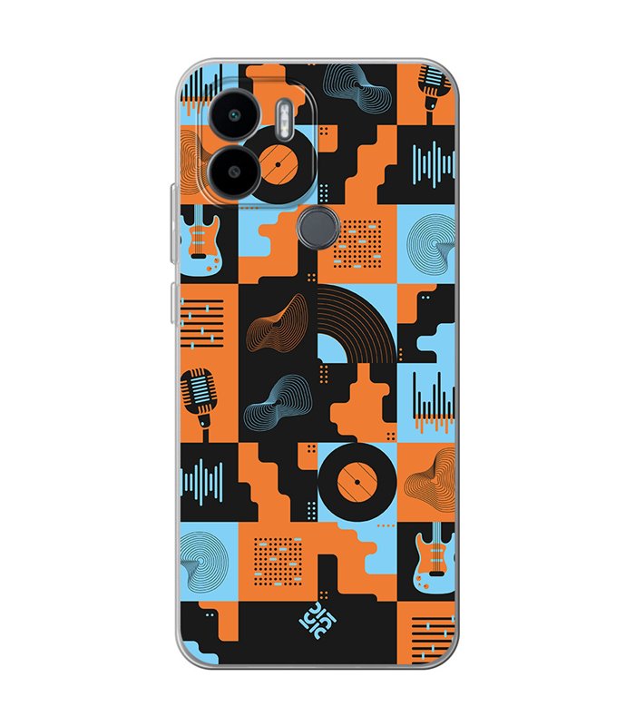 Funda para [ Xiaomi Redmi A1 Plus ] Diseño Música [ Iconos Música Naranja y Azul ] de Silicona Flexible