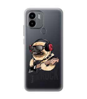 Funda para [ Xiaomi Redmi A1 Plus ] Diseño Música [ Pug Perro con Auriculares ] de Silicona Flexible