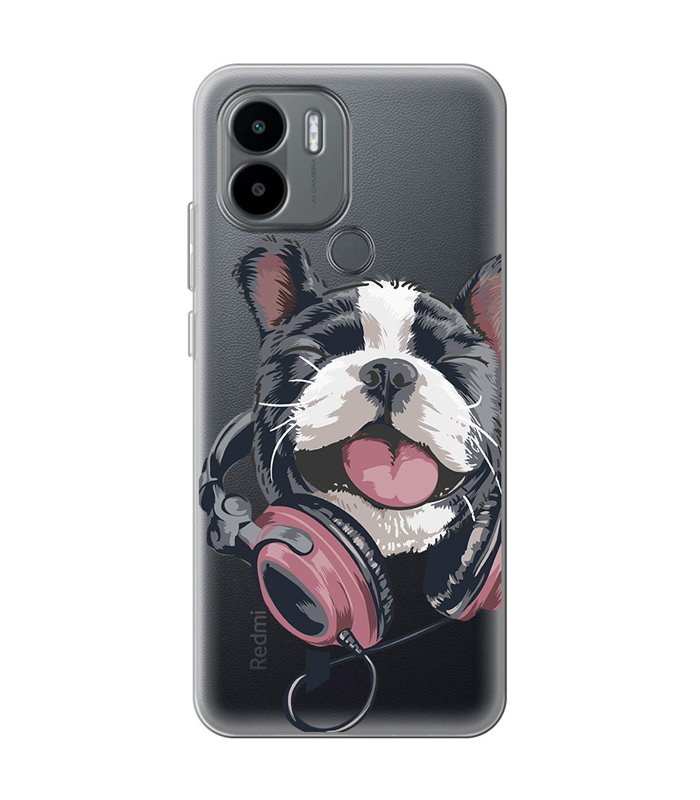 Funda para [ Xiaomi Redmi A1 Plus ] Diseño Música [ Perro Feliz Escuchando Música ] de Silicona Flexible