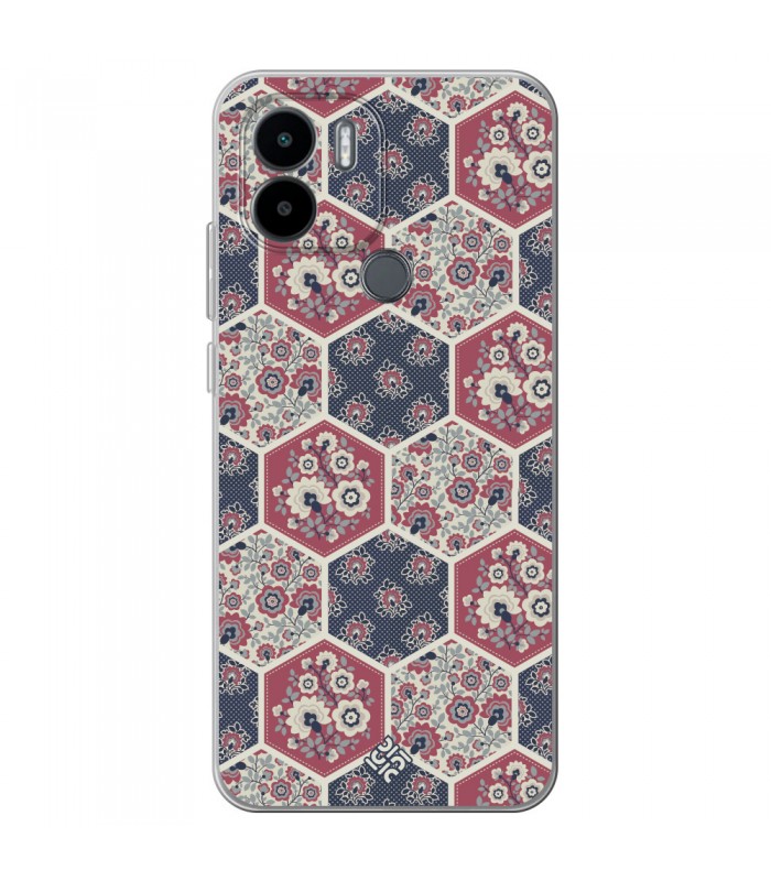 Funda para [ Xiaomi Redmi A1 Plus ] Dibujo Tendencias [ Diseño Azulejos Hexágonales con Flores ] de Silicona Flexible