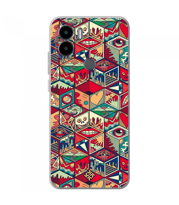 Funda para [ Xiaomi Redmi A1 Plus ] Dibujo Auténtico [ Diseño Doodle Arte con Elementos Ornamentales ] de Silicona