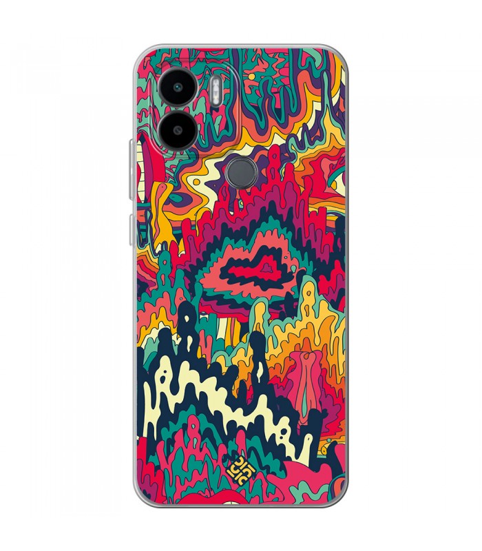 Funda para [ Xiaomi Redmi A1 Plus ] Dibujo Auténtico [ Patrón Psicodélico Abstracto Y Colorido ] de Silicona