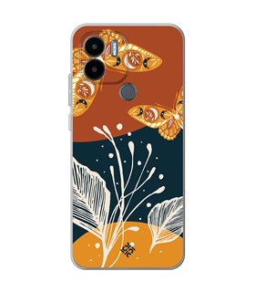 Funda para [ Xiaomi Redmi A1 Plus ] Dibujo Auténtico [ Arte Contemporáneo - Hojas y Mariposas ] de Silicona Flexible