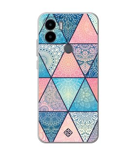 Funda para [ Xiaomi Redmi A1 Plus ] Dibujo Auténtico [ Mosaico Triangular Mandala ] de Silicona Flexible