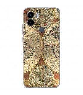 Funda para [ Xiaomi Redmi A1 Plus ] Dibujo Auténtico [ Antiguo Mapa Mundi ] de Silicona Flexible