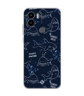 Funda para [ Xiaomi Redmi A1 Plus ] Dibujo Auténtico [ Sharks Area ] de Silicona Flexible para Smartphone