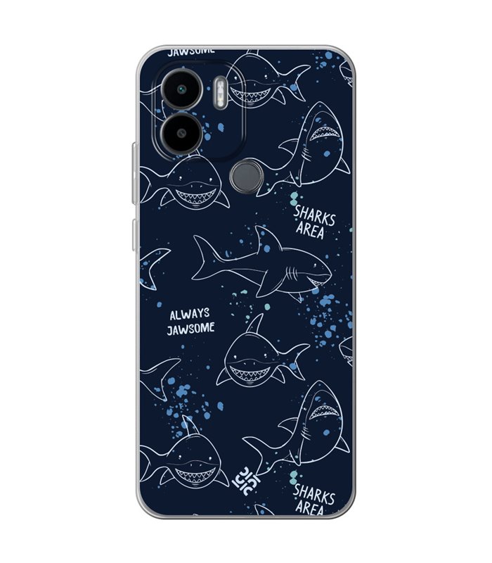 Funda para [ Xiaomi Redmi A1 Plus ] Dibujo Auténtico [ Sharks Area ] de Silicona Flexible para Smartphone