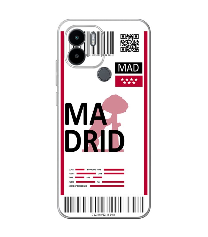 Funda para [ Xiaomi Redmi A1 Plus ] Billete de Avión [ Madrid ] de Silicona Flexible para Smartphone 