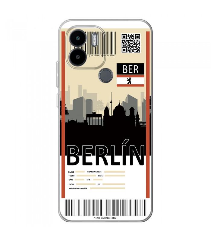 Funda para [ Xiaomi Redmi A1 Plus ] Billete de Avión [ Berlín ] de Silicona Flexible para Smartphone 