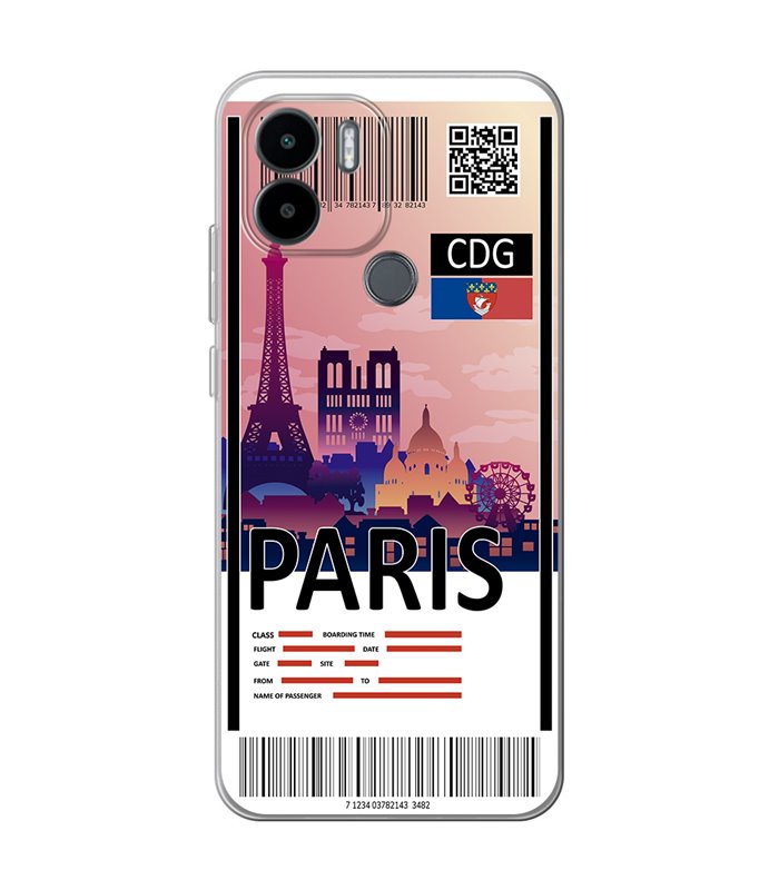 Funda para [ Xiaomi Redmi A1 Plus ] Billete de Avión [ París ] de Silicona Flexible para Smartphone 