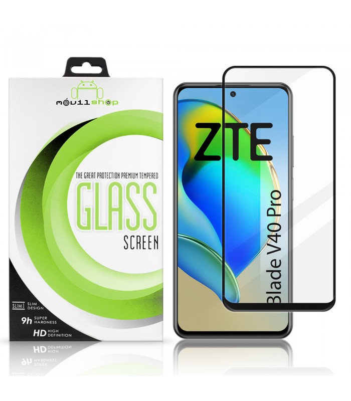 Protector de pantalla completo para ZTE Blade V40 Pro - Cristal templado Full Glue con borde Negro