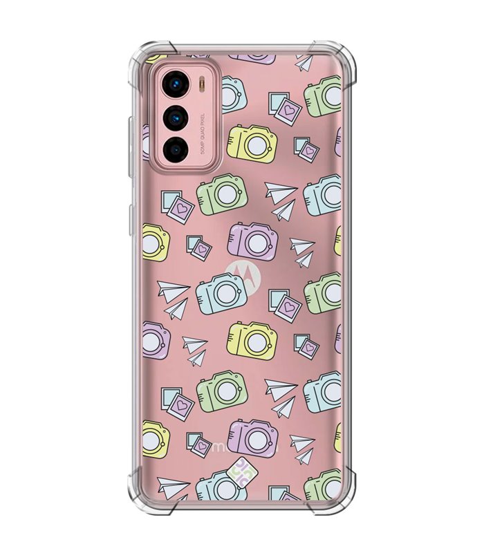 Funda Antigolpe [ Motorola Moto G42 ] Dibujo Auténtico [ Iconos Cámara de fotos ] Esquina Reforzada Silicona 1.5mm