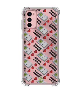 Funda Antigolpe [ Motorola Moto G42 ] Dibujo Auténtico [ Consola Retro - Game Over ] Esquina Reforzada 1.5mm Transparente