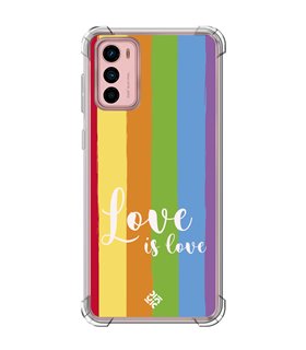 Funda Antigolpe [ Motorola Moto G42 ] Dibujo Auténtico [ Love is Love - Arcoiris ] Esquina Reforzada Silicona 1.5mm