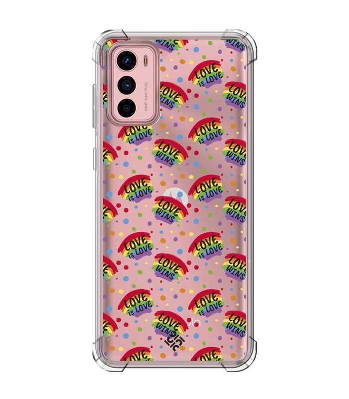 Funda Antigolpe [ Motorola Moto G42 ] Dibujo Auténtico [ Arcoiris - Love Wins ] Esquina Reforzada Silicona 1.5mm