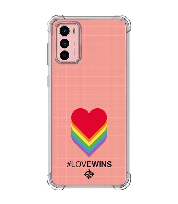 Funda Antigolpe [ Motorola Moto G42 ] Dibujo Auténtico [ Corazones - Love Wins ] Esquina Reforzada Silicona 1.5mm