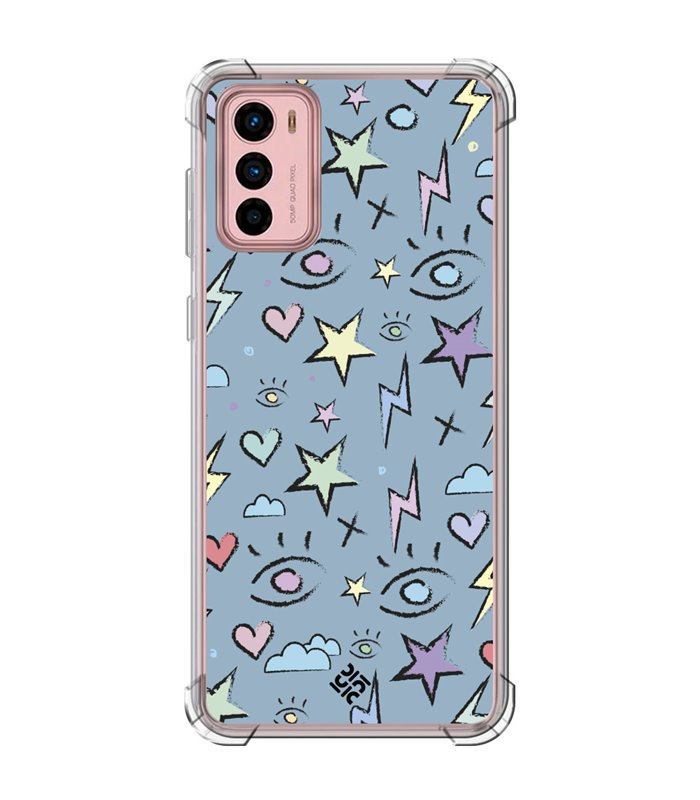 Funda Antigolpe [ Motorola Moto G42 ] Dibujo Auténtico [ Tormenta de Ojos ] Esquina Reforzada Silicona 1.5mm