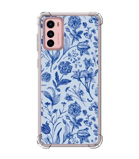 Funda Antigolpe [ Motorola Moto G42 ] Dibujo Botánico [ Flores Silvestres Patron Azul ] Esquina Reforzada Silicona 1.5