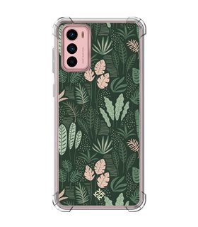 Funda Antigolpe [ Motorola Moto G42 ] Dibujo Botánico [ Patron Flora Vegetal Verde y Rosa ] Esquina Reforzada 1.5mm