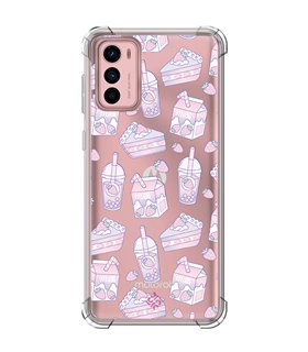 Funda Antigolpe [ Motorola Moto G42 ] Dibujo Cute [ Postres de Fresa En Rosa Pastel ] Esquina Reforzada 1.5mm